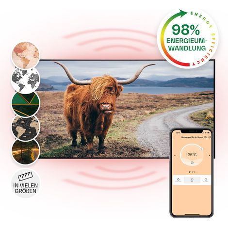 Klarstein Chauffage Infrarouge Smart, 700W Radiateur Electrique pour Maison, Contrôle via l'Application IoT/WiFi, Détection Fenêtre Ouverte, Chauffage Mural, Thermostat, Radiateurs Econome, Sans CO2