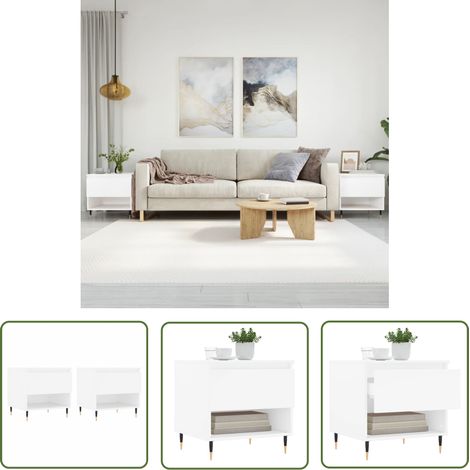 The Living Store Couchtische 2 Stk. Weiß 50x46x50 cm Holzwerkstoff - Couchtisch - Wohnzimmerstil - Holzwerkstoff - Weißer Couchtisch - Sideboard (1/5)