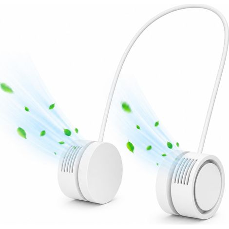 Ventilateur de cou — Portable, mains libres, sans pales et alimenté par USB  Modèle pliable et rechargeable (1600 mAh) avec 3 vitesses de ventilation et un refroidissement puissant
