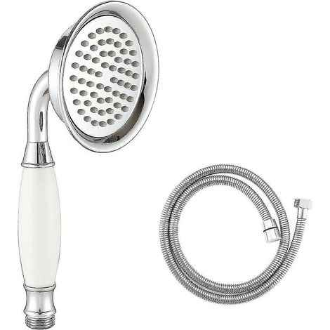 Pommeau de douche victorien et flexible de 150 cm, style traditionnel en laiton et céramique, pour salle de bain, édition C (1/5)