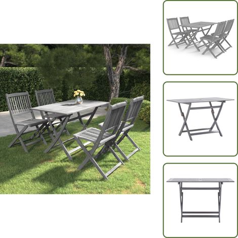 Legno massello - vidaXL Set da Pranzo per Giardino 5 pz Legno Massello di Acacia Grigio - Acacia