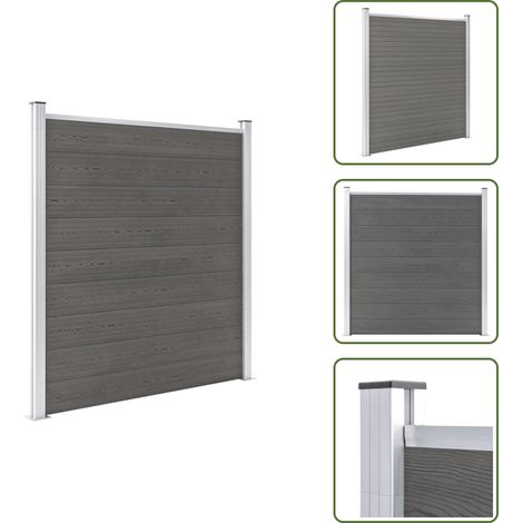 The Living Store Pannello di Recinzione in WPC 180x186 cm Grigio - Pannello in WPC
