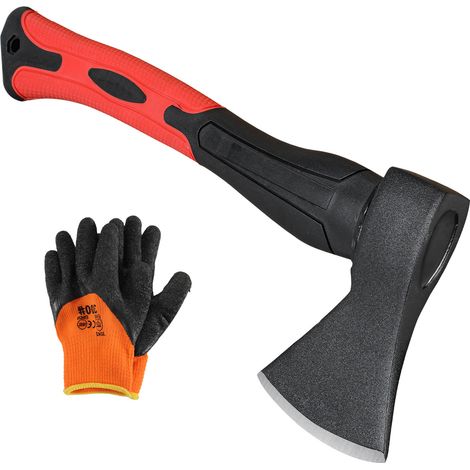 SWANEW Ascia da spacco- manico in gomma in acciaio al carbonio con guanto 600g 38,5cm (1/5)