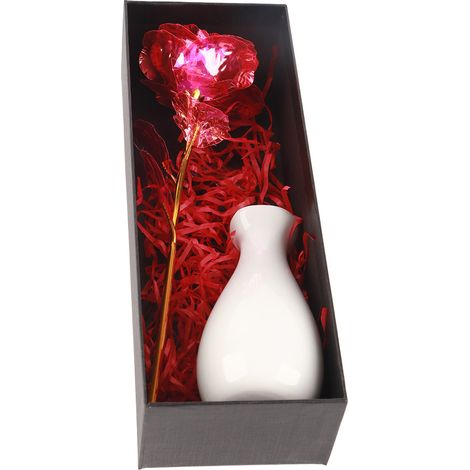 Rose en feuille d'or, coffret cadeau avec fleur dorée scintillante, cadeau pour la Saint-Valentin ou la fête des mères (1/5)