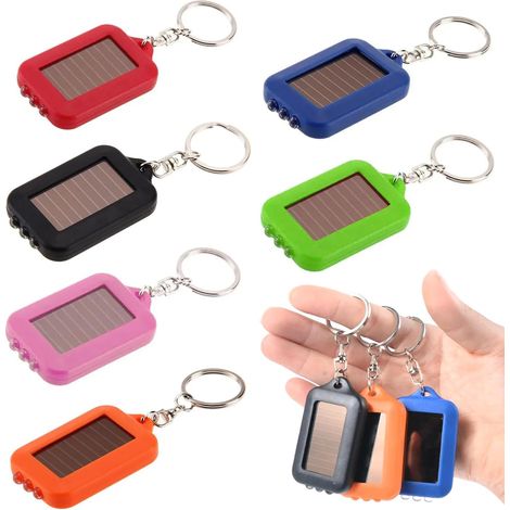 Llavero con linterna solar recargable de 6 piezas con 3 LED, mini linterna solar de alto brillo para uso en exteriores, senderismo e iluminación de emergencia.