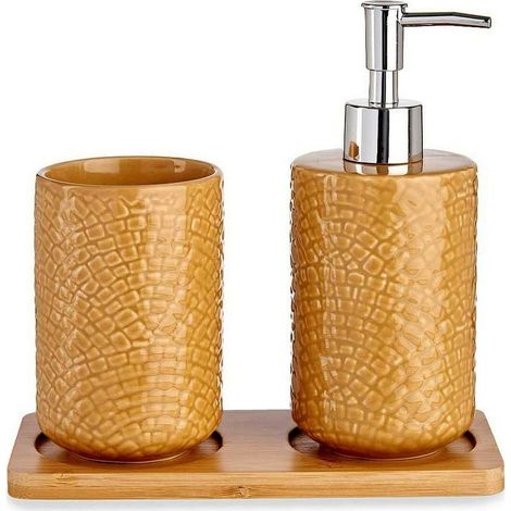Set of Keramik quadratisch Bambus Kamel Bad (3 Stück) (1/2)