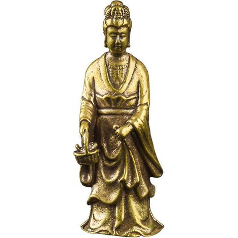 Stück Guanyin-Statue aus Messing, Retro-Tischdekoration, Guanyin-Figur aus Messing, Kunsthandwerk-6.6X2.3X1.7CM (1/3)