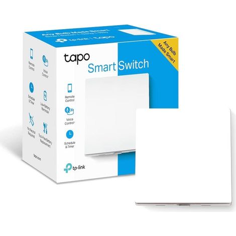 TP-Link Tapo S210 Interruttore Della Luce Intelligente, Smart Light Switch, Telecomando, Controllo Vocale Tramite Alexa o Google Assistant, 1-Gang 1-Way, Cablaggio Super Facile, Hub Obbligatorio (1/5)