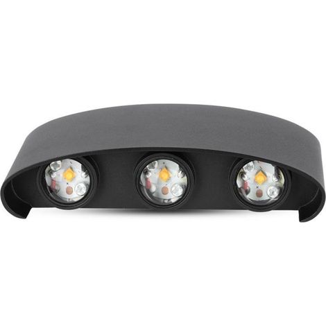 V-TAC VT-846 6W Applique murale LED COB x 6pcs blanc neutre 4000K corps aluminium sable noir IP54 - SKU 8616 (1/5)