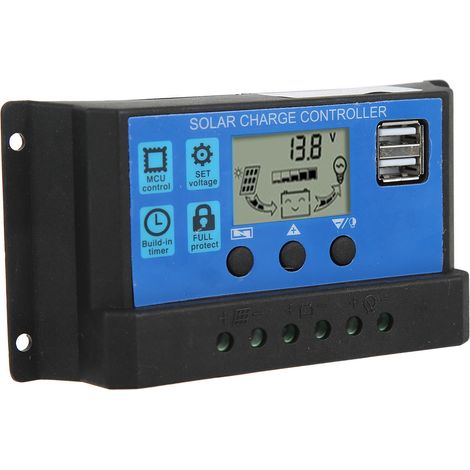 Régulateur de charge solaire 30A, contrôleur de panneau solaire avec double sortie USB pour panneaux 12V/24V (1/5)