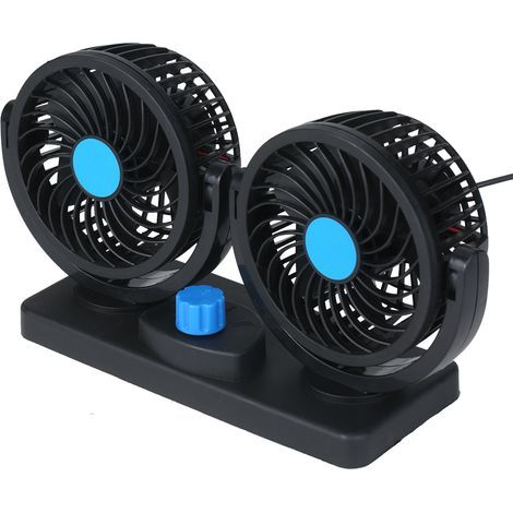Ventilateur USB à double tête 12 V, bureau rotatif à 360 degrés, circulateur d'air puissant de 6,5 W avec 2 réglages de vitesse, cordon de 1 m pour voiture, camion, bureau, chambre à coucher (1/5)