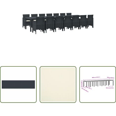 Gartenstuhl -  Garten-Esszimmergarnitur mit Kissen 15 pcs Anthrazit PP (1/5)