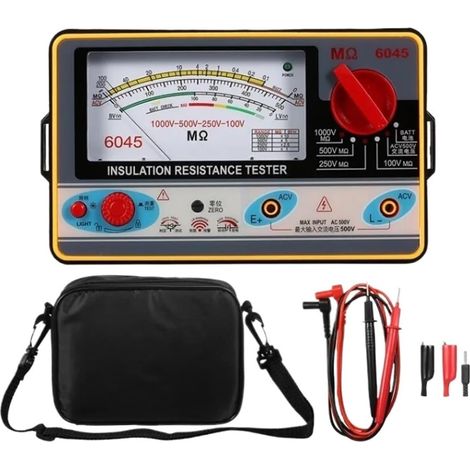 Testeur de résistance d'isolement Ohmmètre numérique Testeur d'isolement Mégohmmètre 0-2000MΩ 100V/250V/500V/1000V Mégohmmètre(TY6045) (1/5)