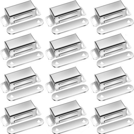 12 Pcs Aimants de Porte Pour Armoire Fermeture Magnétique Extra Forte, Aimants pour Porte, Aimants pour Armoire Acier Inoxydable, Aimants pour Meuble, Loqueteau Magnétique (1/5)