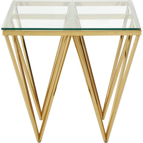 Interiors by Premier Sleek Gold Finish Spike Legs End Table, Durable Wide Side Table, Unique Design Livingroom Side Table (1/5)