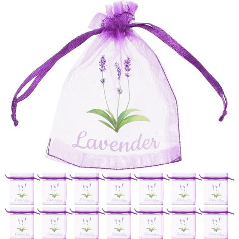 Set of 30 Empty Thin Fabric Lavender Sachets for Wardrobe, Lightweight and Versatile, Elegant Lavender Print, 5g Capacity, for Travel or Wedding (1/5)