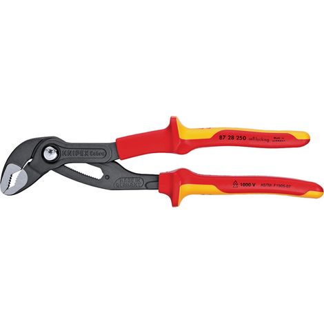 VDE Fully Insulated Cobra Water Pump Pliers (250mm) – Knipex 87 28 250UKSBE, Model 10644