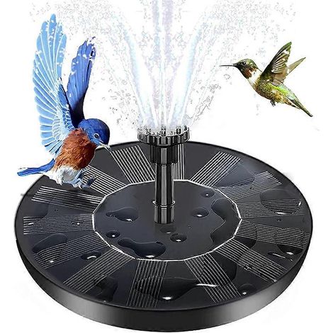Fontaine solaire, fontaine à eau solaire avec 6 buses et fixation, pompe solaire de 16 cm pour bain d'oiseaux (1/5)