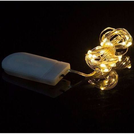 Guirlande Lumineuse à Piles 2m Fil de Cuivre Lumineux 20 Mini LED pour Guirlande Miniature Intérieure Lumières Chambre Miroir Filament Sapin Miniature Lumières de Noël Décoration