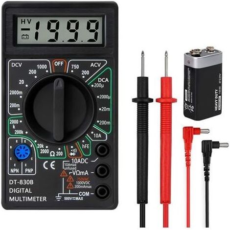 Professional digital multimeter, continuity tester, voltmeter, ammeter, ohmmeter, DC voltage tester, resistance tester, test leads and mini housing (1/5)