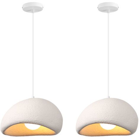 royaluxe- 2X 30CM Lustre Personnalisé Créatif D'Intérieur Plafonnier Rétro E27 Suspension Lustre Moderne Blanc
