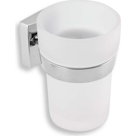 Novaservis Metalia 12 - Becher für Zahnpasta und Zahnbürsten mit Halter, glas/chrom 0206,0
