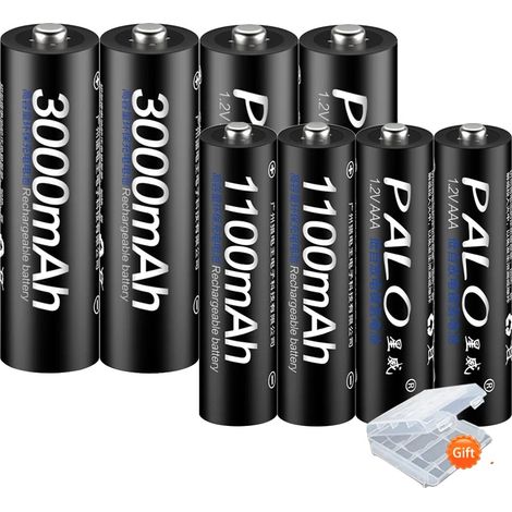 Pacco batterie ricaricabile, caricabatterie multi-batteria, schermo LCD, 4 batterie AA e 4 batterie AAA (1/2)