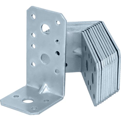 HELPMATE - 12 collegamenti angolari con nervatura 50x90x48 mm - Connettore per legno con zincatura galvanizzata e passivato blu - Squadretta perforata con protezione anticorrosione eccellente (1/5)