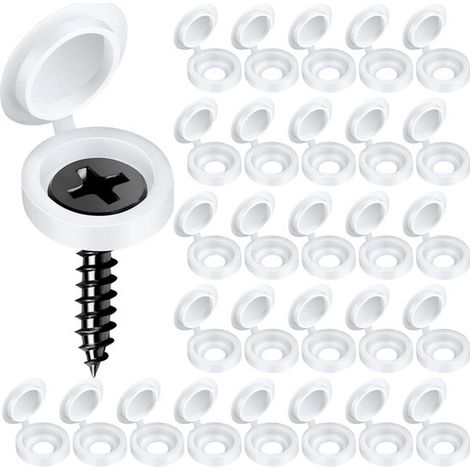 Lot de 150 capuchons de vis blancs – Avec charnière – Protection universelle – Meubles et bricolage (1/5)