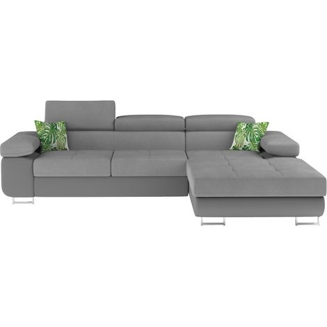 Ecksofa mit Schlaffunktion AMANDA hellgrau und dunkelgrau – Stoff in Wildlederoptik (1/5)