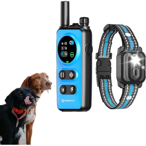 Collier de Dressage pour Chien - 4 Modes de Dressage, Bip, Vibration, Choc, 10% Choc Renforcé, Veilleuse, étanche Rechargeable Collier Electrique pour Petits et Grands Chiens, Clip de Poche (1/4)