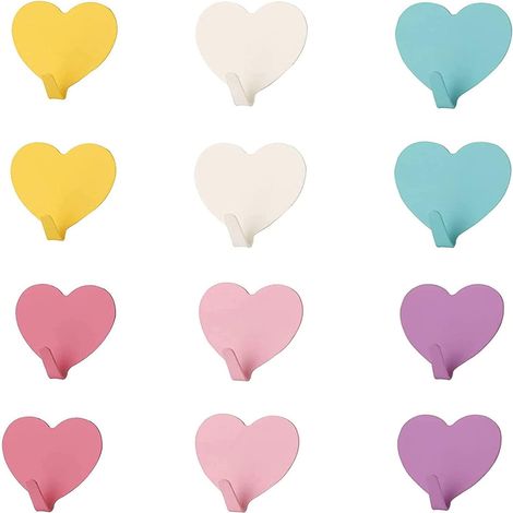 Heart Shaped Wall Hook Stainless Steel Adhesive Hook Multipurpose Adhesive Hook Wall Hook Self Adhesive Wall Hook Towel Hook for Bathroom Kitchen etc 12 Pieces (1/5)