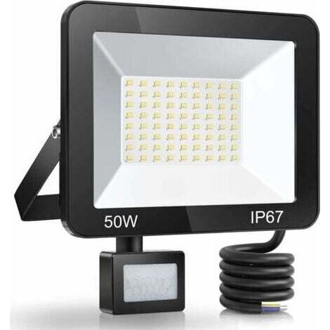 Déstockage 50W Projecteur LED Exterieur Detecteur de Mouvement, IP67 Étanche Spot LED Avec Détecteur, 5000LM 7000K Blanc Froid Eclairage Exterieur, Lampe Exterieur pour Jardin Terrasse Entrée (1/4)