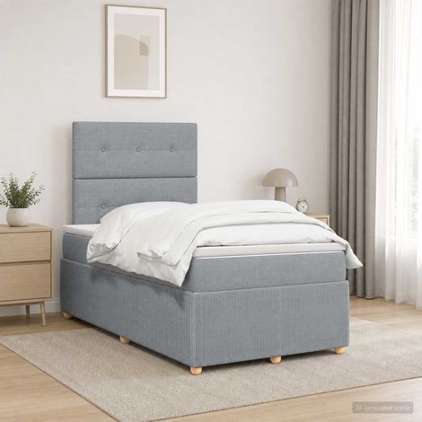 vidaXL Lit boxspring avec matelas Gris clair 120 x 200 cm Tissu (1/5)