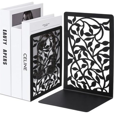 1 paire de serre-livres métal noir pour livres lourds, rangement maison, bureau et écoles (1/5)