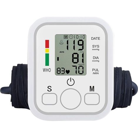 Tensiomètre Bras - Précision ±3 mmHg - Brassard Universel 22-32 cm - Affichage Systolique/Diastolique/Pouls/Date/Heure - 2 Utilisateurs - 99 Mémoires - 1 Pièce (1/4)