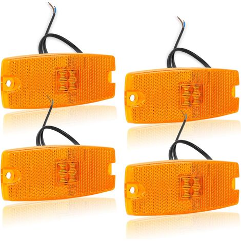 4 Pcs Feux de Gabarit LED 12V/24V Orange avec Réflecteur, Feux de Position Latéraux pour Remorque, Voiture, Camion, Caravane, RV (Jaune/Ambre) (1/5)