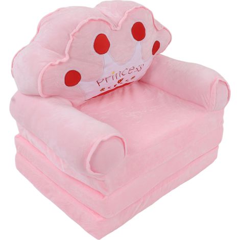 Canapé pliable pour enfants 2 en 1, lit mignon ouvert pour salon chambre à coucher, motif couronne rose 3 couches (1/5)