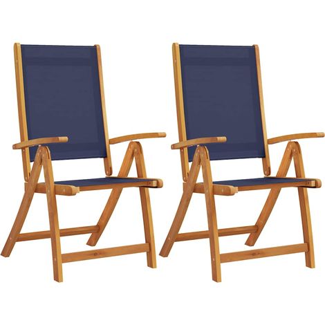 Lot de 2 Chaises pliables de jardin,Chaise d'extérieur bois d'acacia et textilène CFW3255321 (1/5)