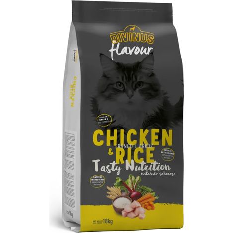 Divinus FLAVOR per gatti adulti, pollo con riso, 18 kg