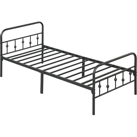 Schwarzer Metall-Bettrahmen für Matratze 90 x 200 cm, klappbar, 82,5 cm, MODENUIT (1/4)