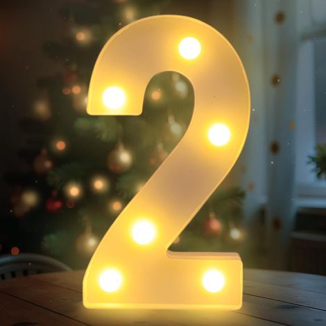 2 Lettres LED, 22 cm, Plastique ABS, Lumière Blanche Chaude, Décoration Mariage Fête (1/5)