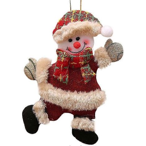 Décorations de Noël faites main en peluche Père Noël, lutin, bonhomme de neige, élan, décorations de table, décoration à suspendre pour sapin de Noël, décoration intérieure (4 bonhommes de neige) (1/2)