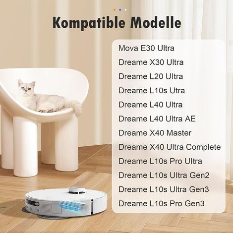 Brosse TriCut pour Dreame L10s Ultra Gen 3 / Gen 2 / L10s Pro Ultra / L10s Ultra / L20 Ultra / X30 Ultra / L40 Ultra AE / X40 Master / X40 Ultra/Mova E30 Ultra Robot aspirateur réduit