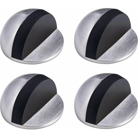 Türstopper, Türstopper aus Edelstahl, selbstklebender Türstopper, Bodentürstopper, Türstopper aus Gummi, halbmondförmiger Türblock, für Zuhause und Büro, 4 Stück
