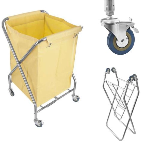 Carrito de lavandería plegable de acero inoxidable de 200 litros (1/5)