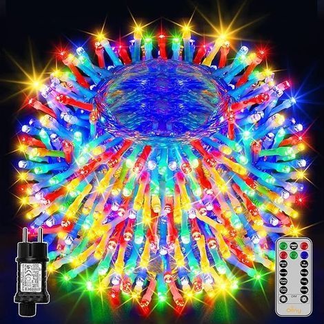 Guirlande Lumineuse Exterieure, 50m 400 LEDs Guirlande Guinguette Intérieur, 8 Modes avec Télécommande Idéale pour le Balcon, Chambres, Jardin, Terrasse, Cour, Maison, Mariage, Fête,Couleur (1/5)