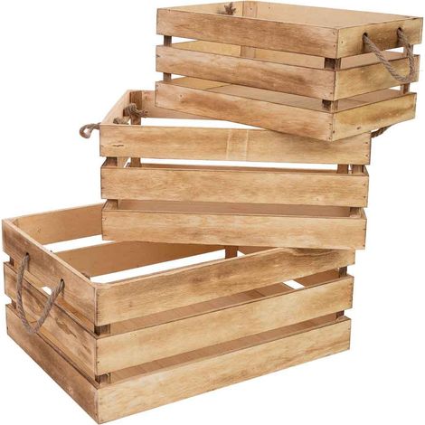 Cajones de madera set 3 pzas 40x30x18h-35x25x16h-30x20x14h cm (1/5)