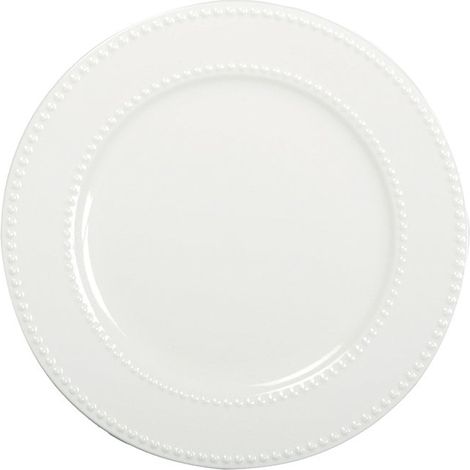 Assiette Plate Ronde en Porcelaine Coloris Blanc avec Motif Perles pour Table 27 cm - PANGIVO (1/3)