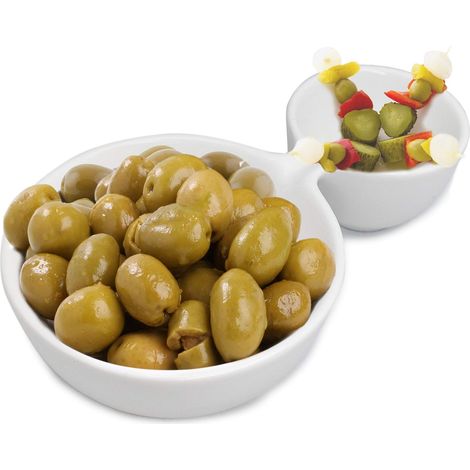 Bol double en porcelaine pour collations, fêtes, dîners, réceptions d'invités, servir des noix, bonbons, pommes de terre ou trempettes en sauce, White (1/3)